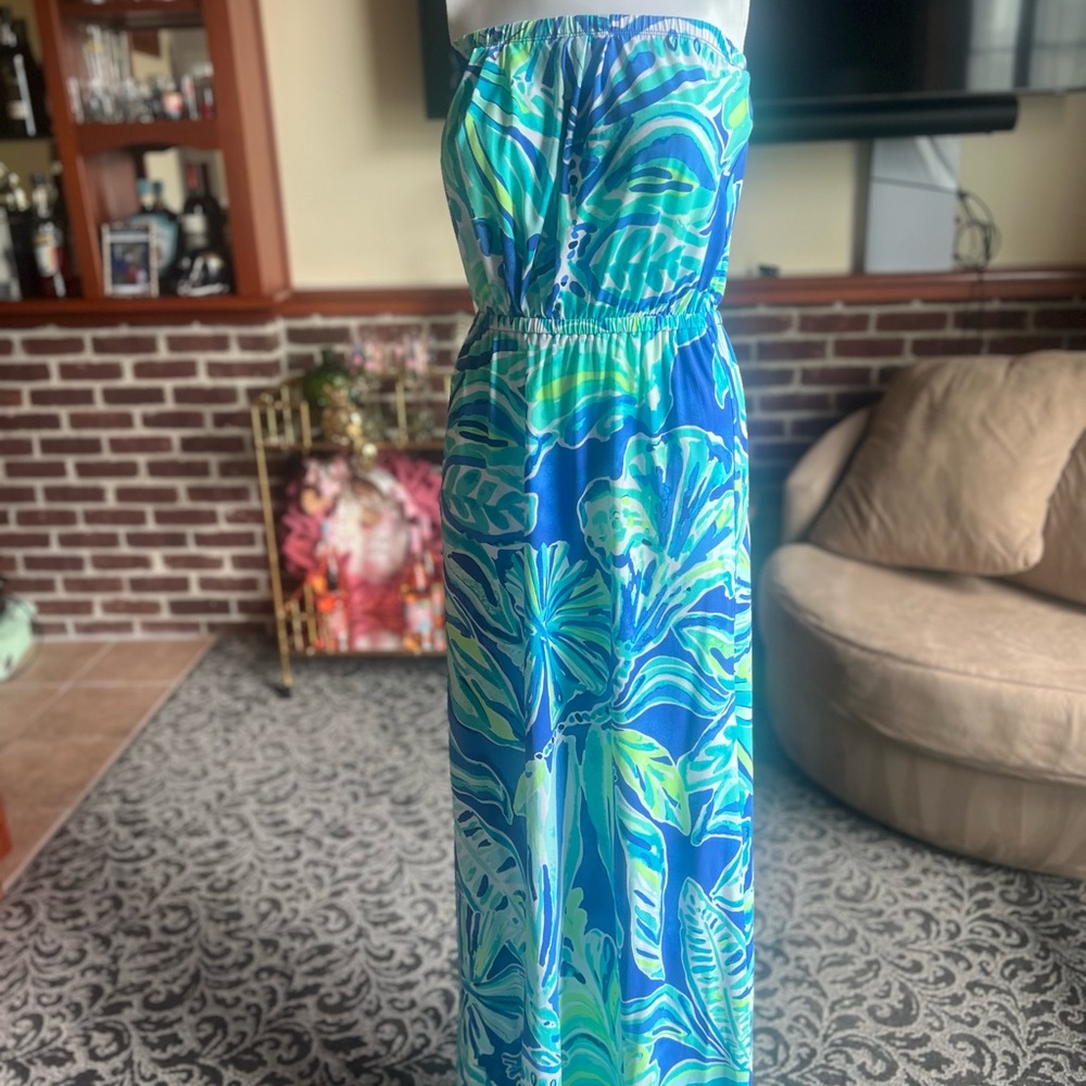 Lilly Pulitzer Blue and Green Maxi Dress
